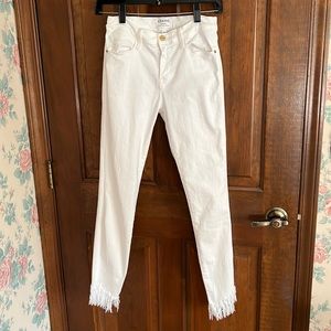 White Frame “Le High Skinny” frayed leg jeans